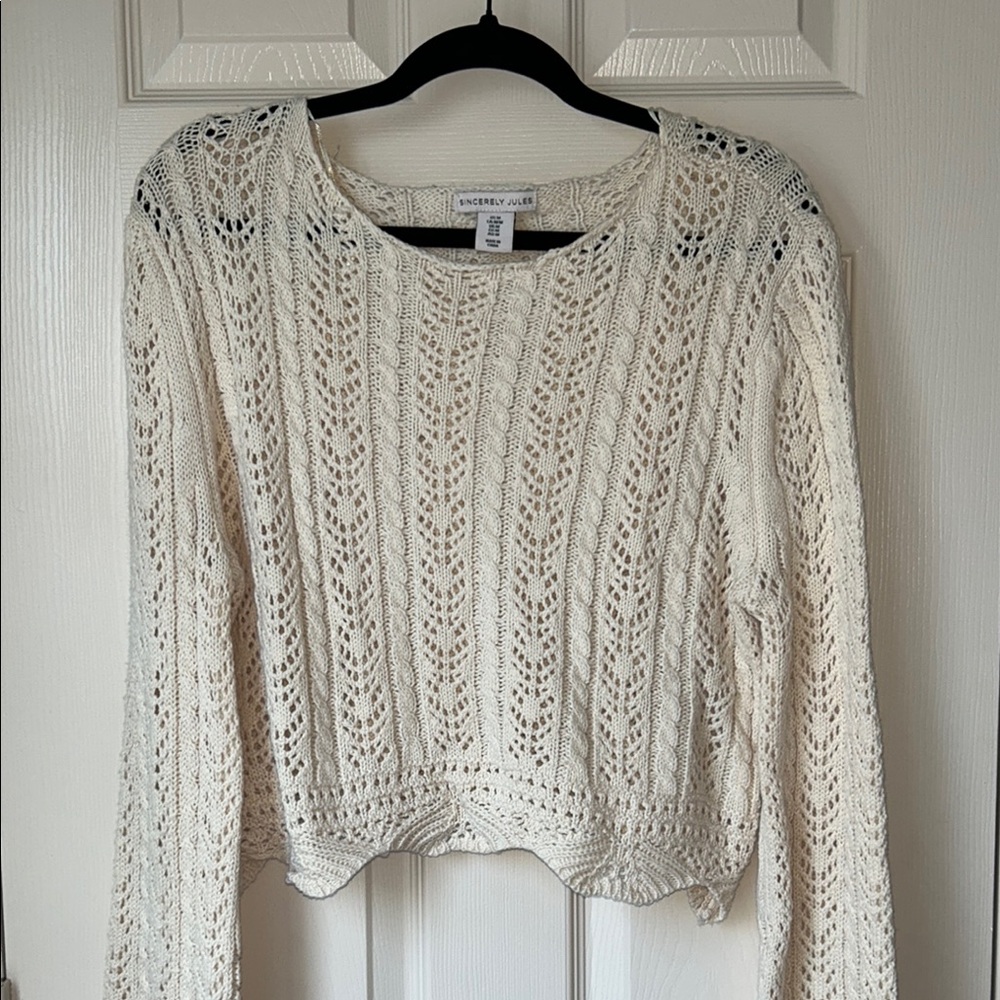 Sincerely Jules Mid-Cropped Cream Knit Sweater